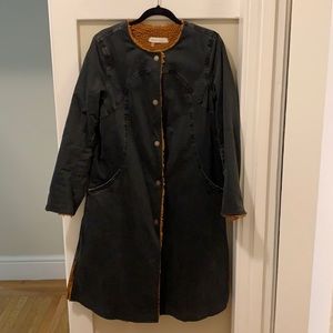 Reversible Black Denim and Brown Fuzzy Lining